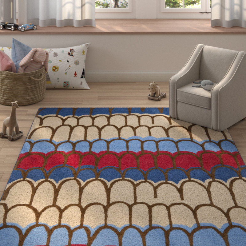 Tapis bleu pour enfants Fairchild, Rectangle 5 pi x 8 pi
