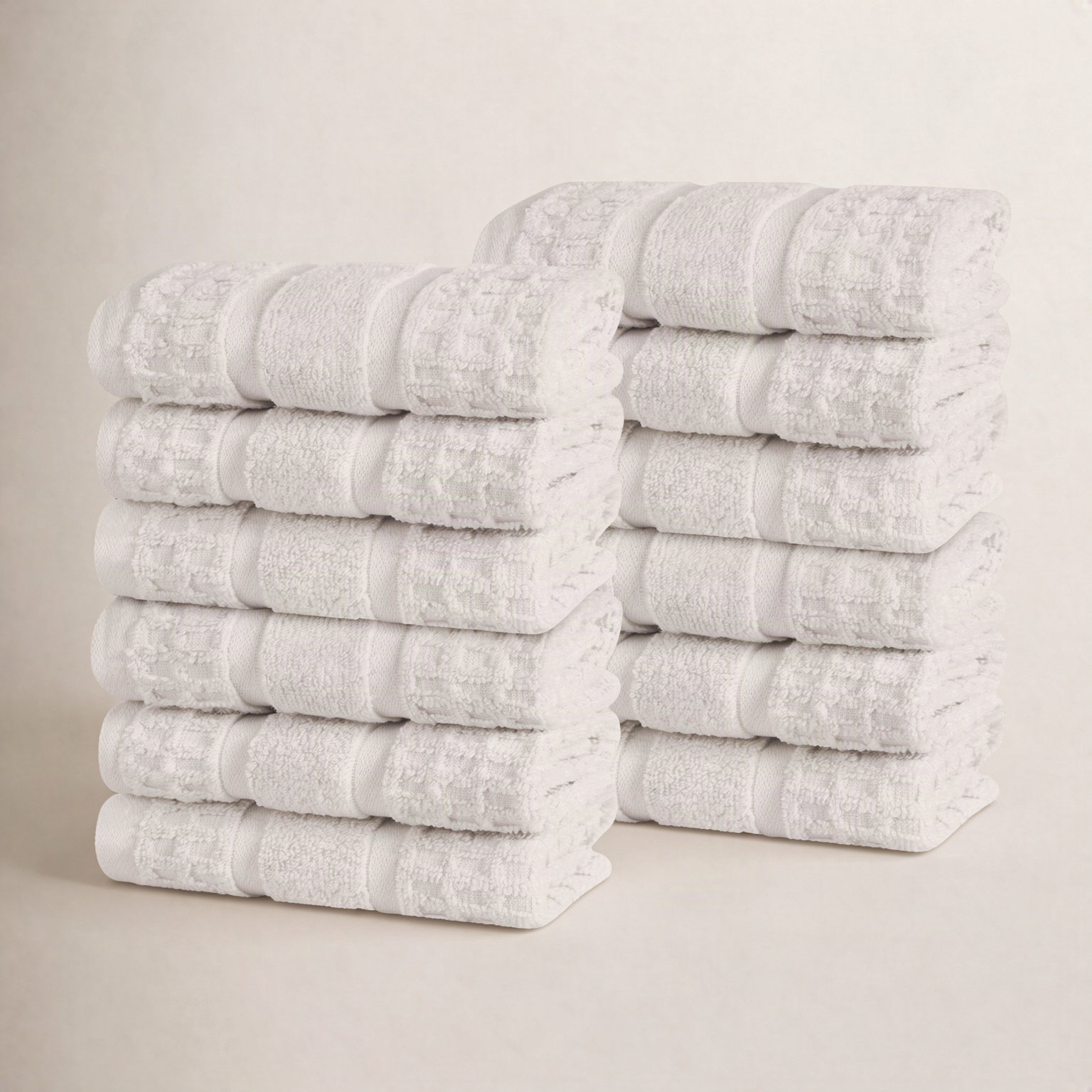 Camiren Waffle Cotton Washcloth Set, Stone
