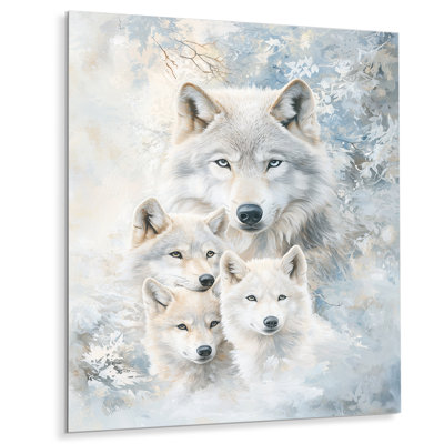 Portrait de famille de loup - animaux, impression murale en métal