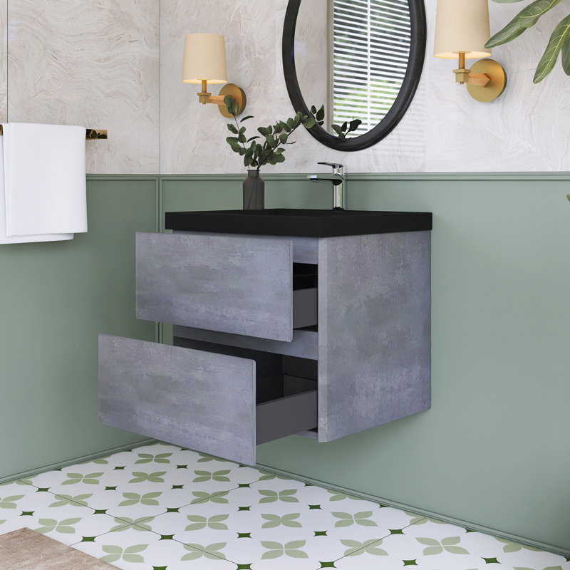 Meuble-lavabo simple 23,6 po avec plateau en quartz Shunita