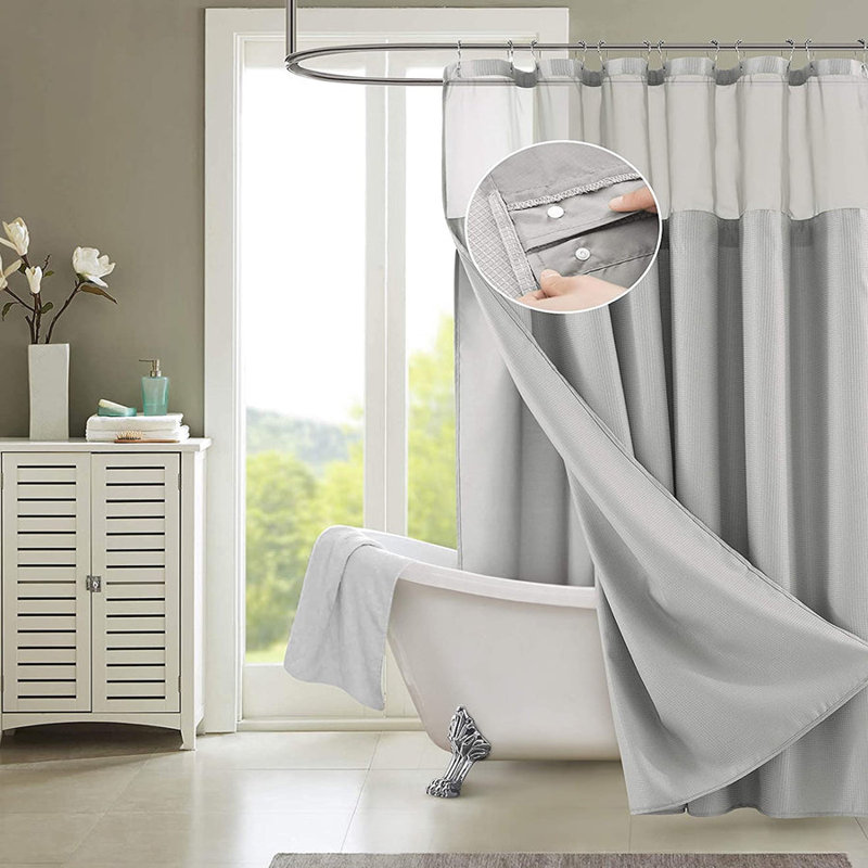Rideau de douche Cassiani avec doublure inclus, Argent