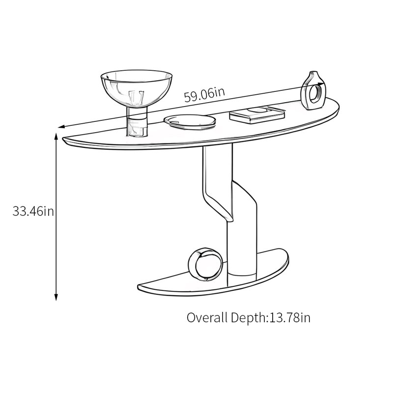 Console légère de luxe en forme de demi-cercle, H 33,46 po x l 47,24 po x P 13,78