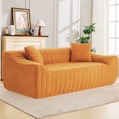 Faux Leather Loveseat Couch, 78" Deep Seat Modern Sofa with 2 Pillows, Space Saving Two Person Sofa for Apartment Living Room Bedroom