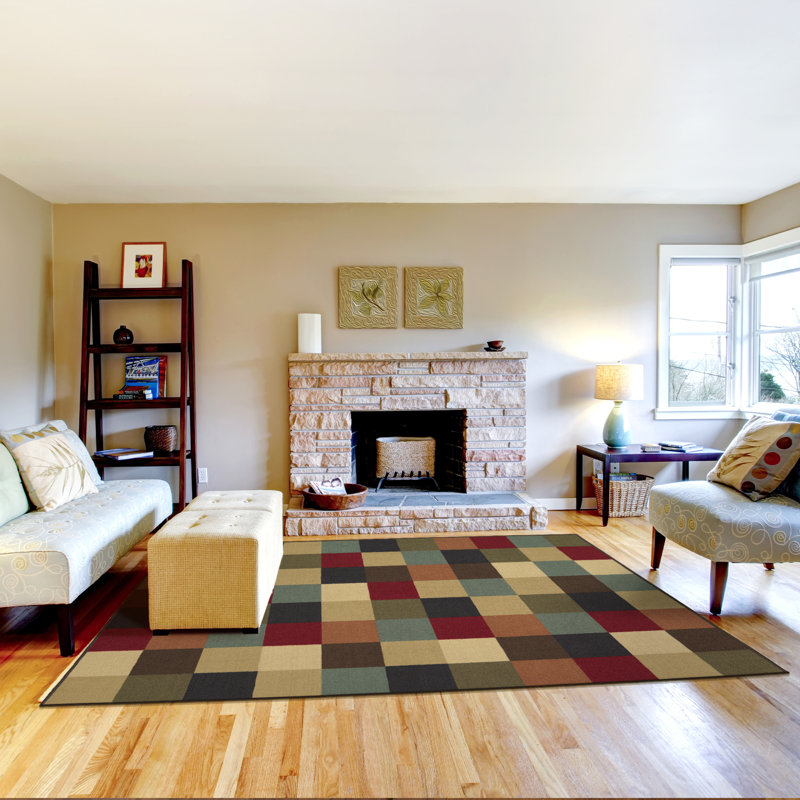 Non-Slip Checkered Area Rug For Living Room, Hallway Runner, Entryway Rug, Rectangle 8'2" x 9'10"