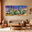 «Cactus Desert Cactus Landscape», ensemble de 3 impressions sur toile-1999288189
