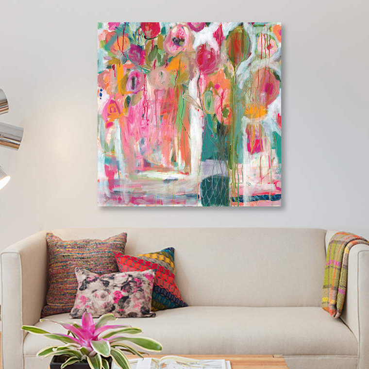 «Pink Melody I», impression sur toile, H 37 po x l 37 po x P 1,5 po, Toile tendue, Pas de tapis
