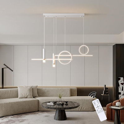 Tahan Creative Led Pendant Light, Modern Linear Led Chandelier, 50w Dimmable Pendant Lighting With Remote, Adjustable Hanging Light Fixture For Kitche -  Orren Ellis, 37ED6CDCFE0844E092EA5D6BB59F691C