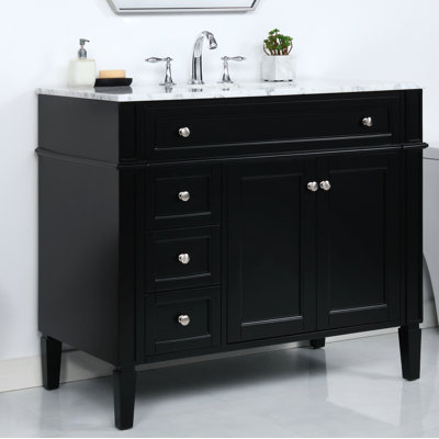 Rivers 40'' Single Bathroom Vanity with Carrara Marble Top