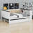 Wood Daybed With Storage Shelves, Upholstered Backrest,USB And Trundle-2070605909