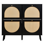 4 Flip Drawers Rattan Shoe Cabinet Shoe Storage Organizer Unit