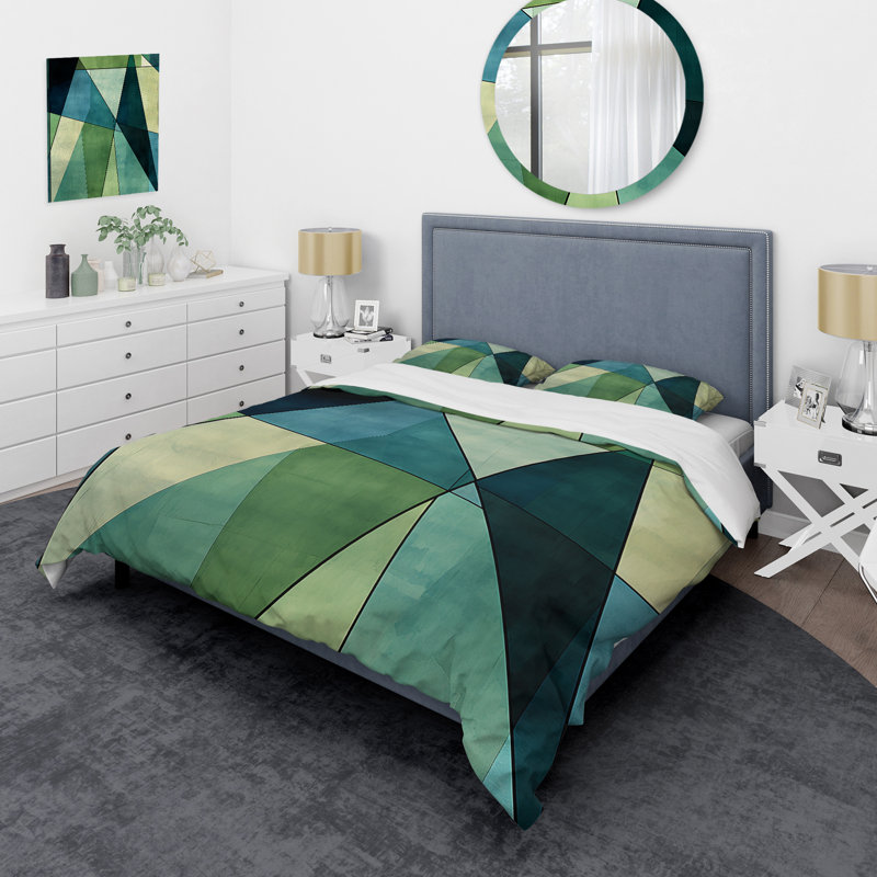 Ensemble de housse de couette Blue Green Window Tides II - Abstract Collages