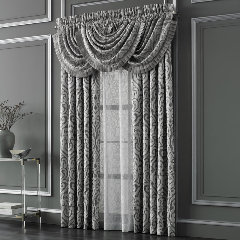 Silver Sheer Polyester Medallion Window Panel, 95 Inches