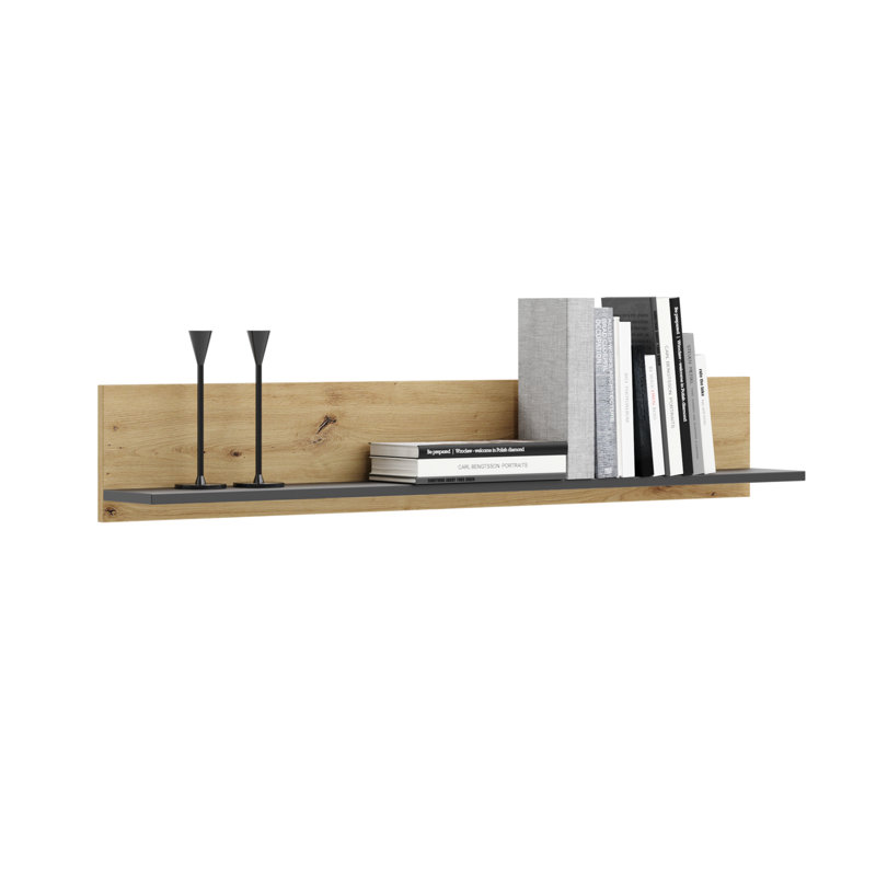 18cm H Floating Shelf Bookcase, Artisan Oak/Black