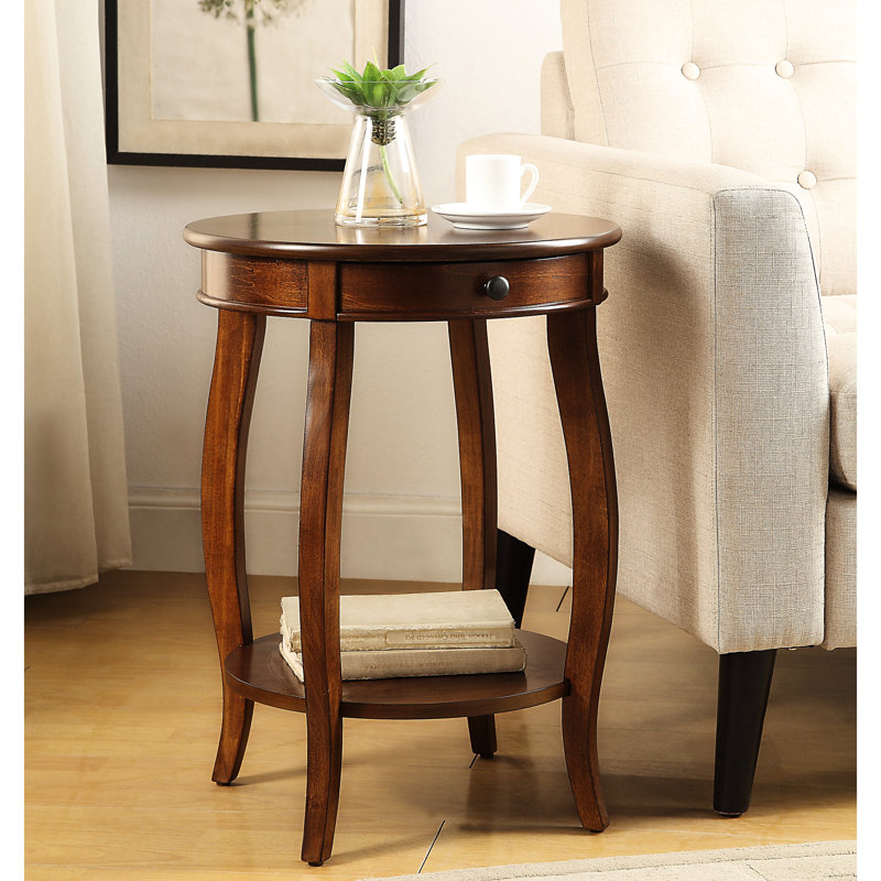 Stylish Accent Table In Walnut With Practical Storage Features Legs And Hidden Drawer