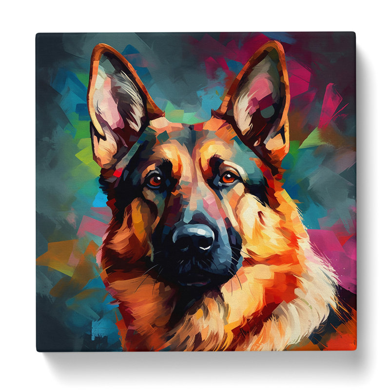 German Shepherd Abstract - No Frame Print, 35cm H x 35cm W x 3cm D