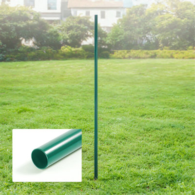 8 FT Green Chain Link Fence Line Round Post, Line Post with 1-7/8” Outside Diameter, Chain Link Fence Parts, Hardware, Accessories, Single