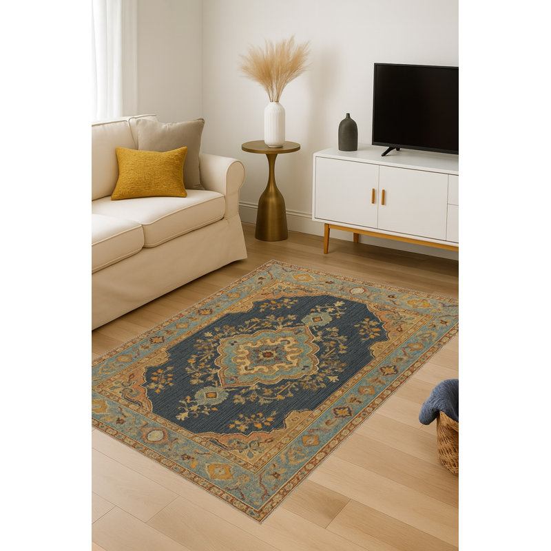 Tapis brun tissé à motif traditionnel lavable Mosso, 3 pi 3 po x 4 pi 11 po