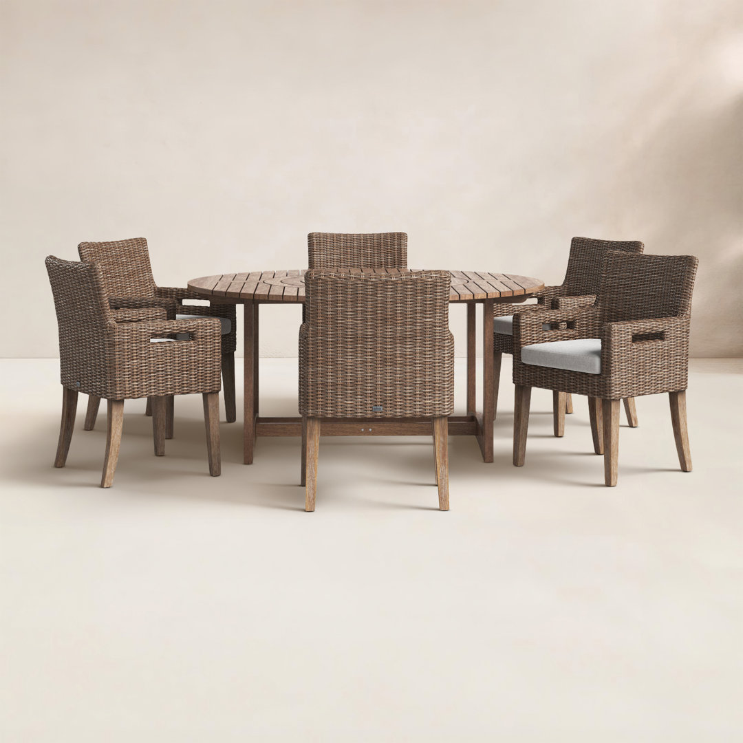 Fleur 6 - Person Patio Dining Set with Round Table , Cushions Included Birch Lane™