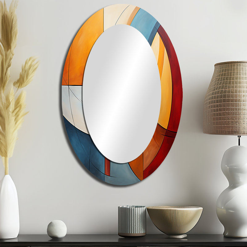 Cubisme géométrique forme I - miroir cubique, miroir mural moderne unique, impression d'art en métal, 43 po x 33 po, Ovale