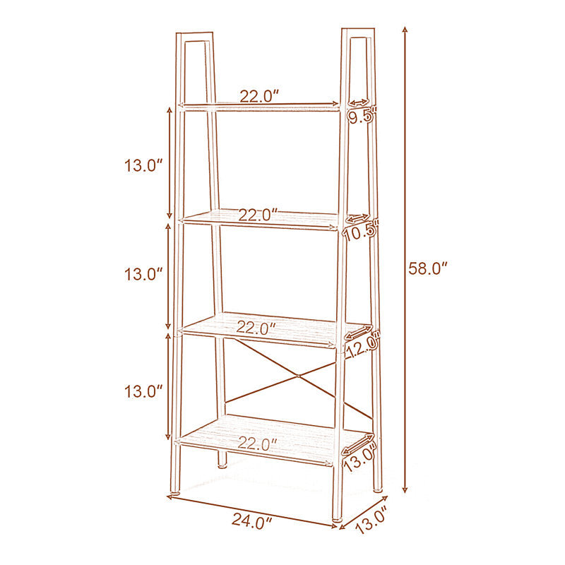 Ladder Bookcase, Black/Brown