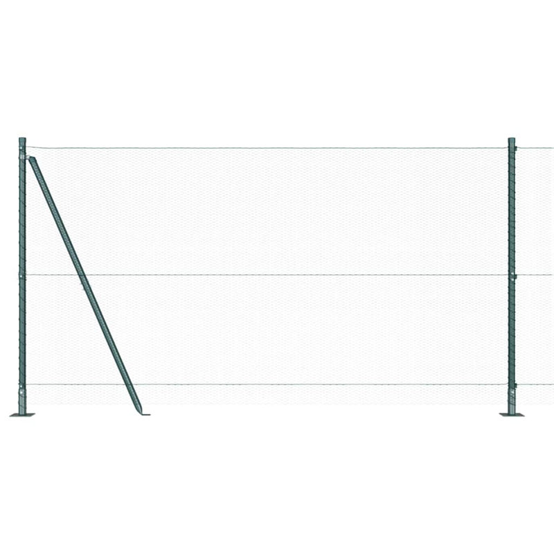 Vidaxl Fence With Posts PVC-Coated Steel, Green, 120cm H x 2500cm W x 3.2cm D