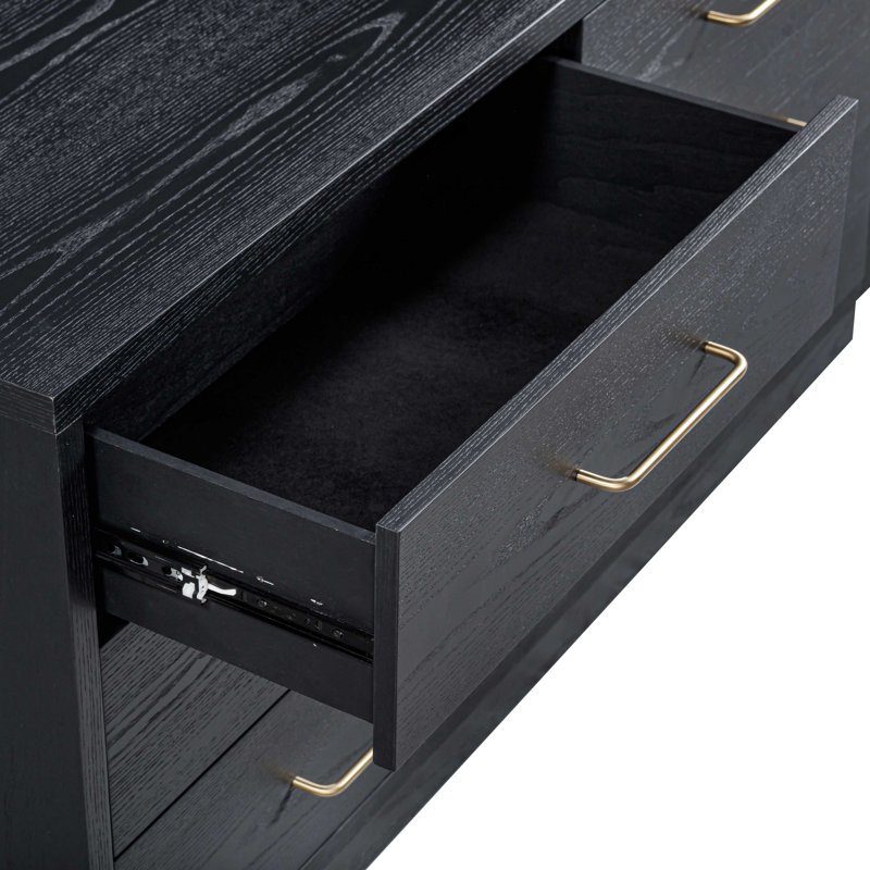 Commode en bois naturel Marlow, Noir, noir, noir, noir