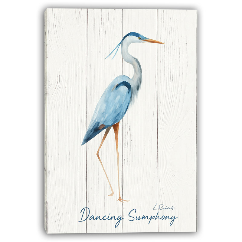 «Dancing Symphony - Blue Heron», art mural sur toile, H 48 po x l 36 po