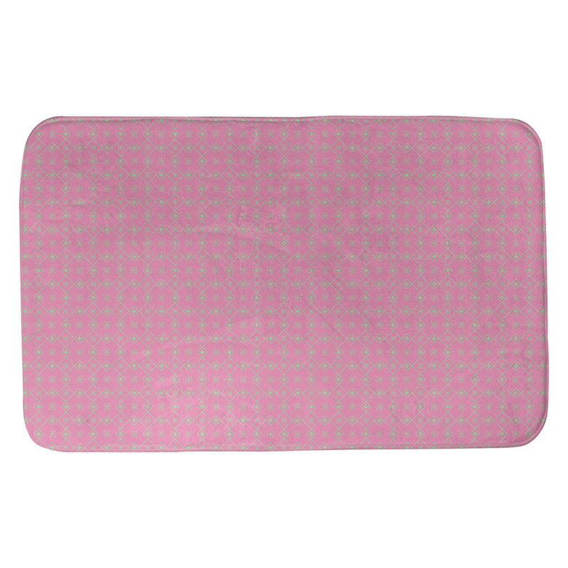 Tapis de bain antidérapant rectangulaire en forme de napperon de style Elizabeth bueschel, l 21 po x L 34 po, Rose / Vert