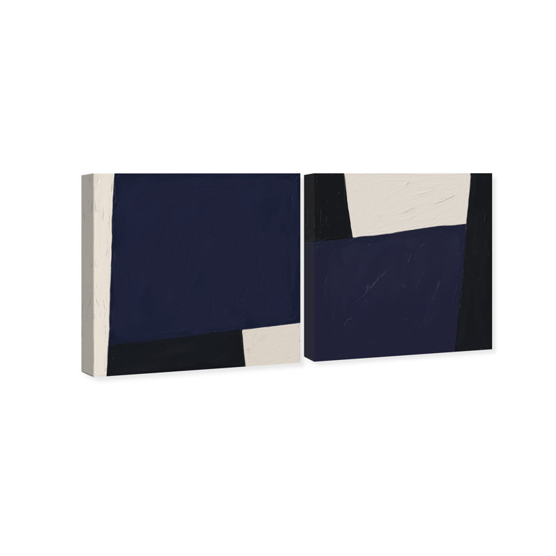 In Blue Set Canvas Abstract Print by Oliver Gal, Black Frame, 12 x 12, 30"H x 30"W, Gallery Wrapped