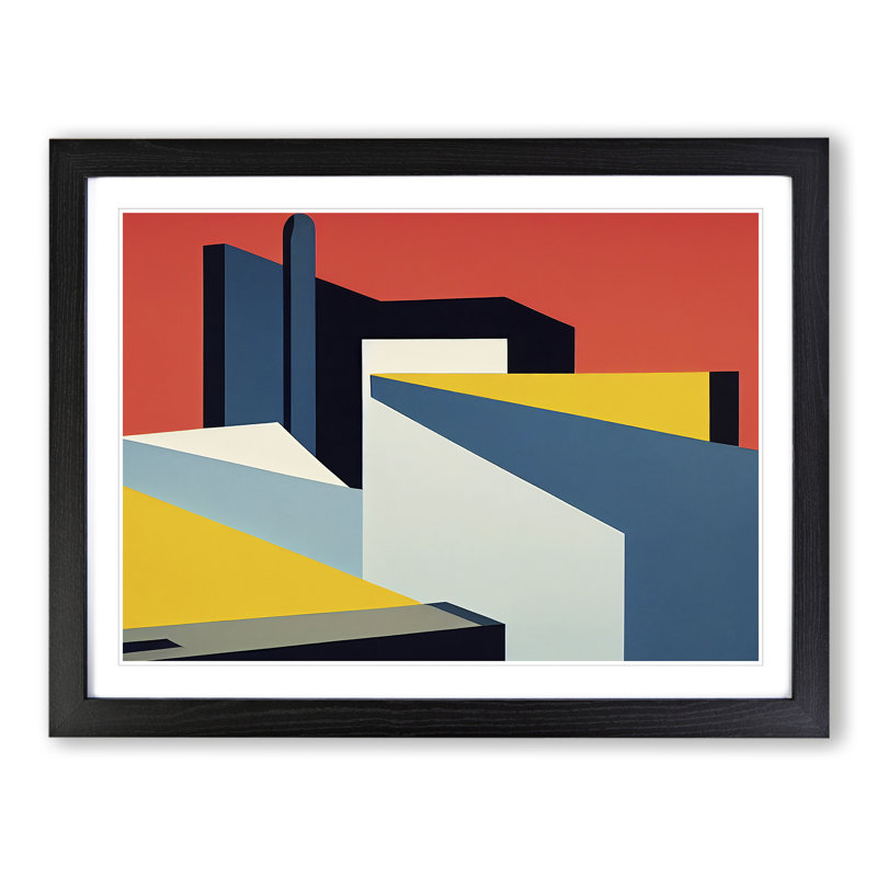 Ingenious Modern Abstract - Framed Print, Black, 46cm H x 64cm W x 2cm D