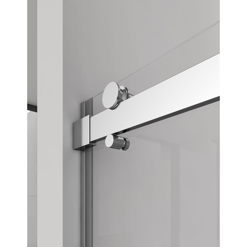 60" W x 60" H Single Sliding Frameless Tub Door with 5/16"(8mm) Clear Tempered Glass, Chrome