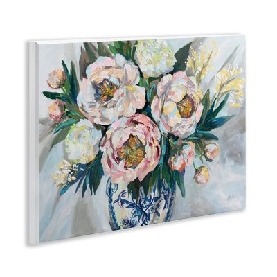 Bouquet de mariée dans un vase orné, art par Jeanette Vertentes