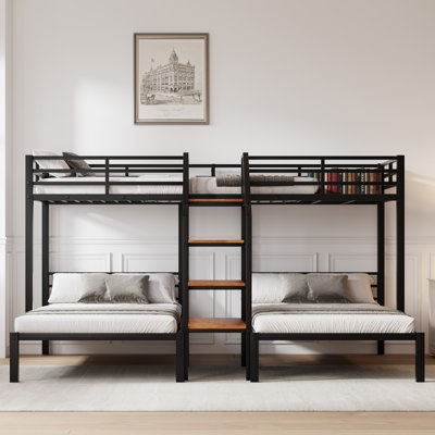 Lit superposé Glenridge avec tablettes de rangement et structure en métal robuste