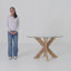 Astrid 48" Glass Top Solid Wood Base Dining Table-2033615528