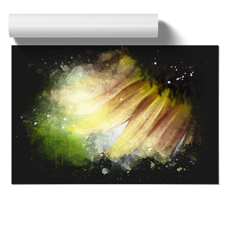 Sunflower Paint Splash - Frameless Print, 59cm H x 84cm W x 0.1cm D
