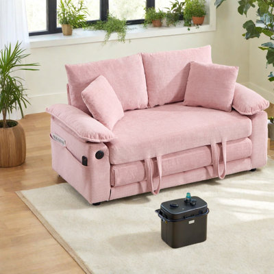 Compression Sofas 3 In 1 Chenille Sleeper, Modern Compact Home Loveseat