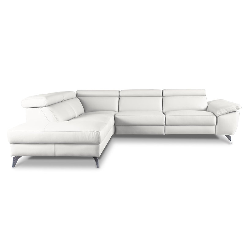 La Crosse Genuine Leather Electric Reclining Corner Sofa, Left Hand Facing, Cream