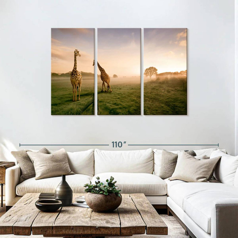 Brampt Giraffes In Savanna, 48" H x 74" W