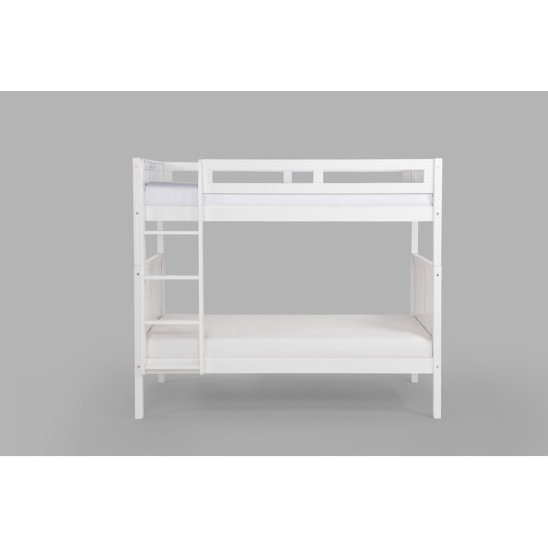 Lit superposé simple au-dessus de simple en bois massif Friedemar, Blanc