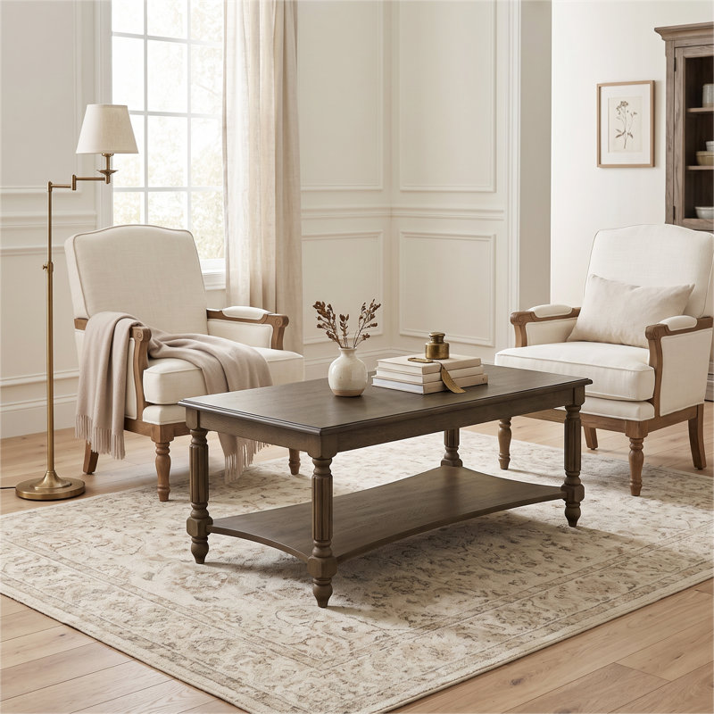 Branham Solid Wood Rectangular Coffee Table, Antique Oak