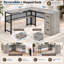 Bureau d'angle réversible de 150 cm (59,1 po) avec tiroir à dossiers suspendus et tablettes de rangement-2082890521