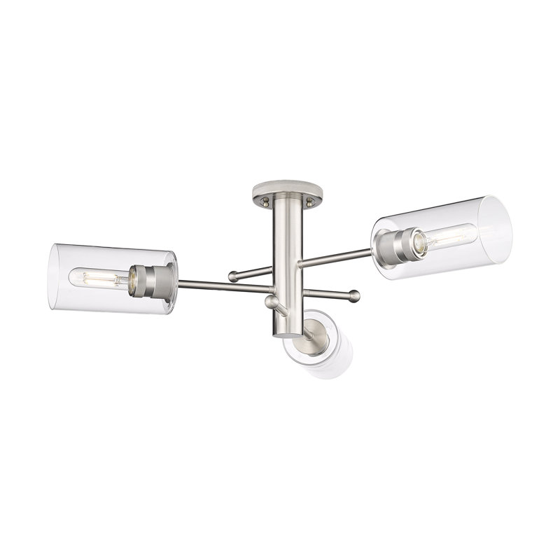 Plafonnier encastré 3 lumières Crown Point, Clair, H 10,13 po x l 29,38 po x P 29,38 po, Nickel satiné