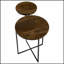 Table d'appoint naturelle et bronze à 2 niveaux avec bois de manguier écologique, parfaite pour les espaces compacts et les décors élégants