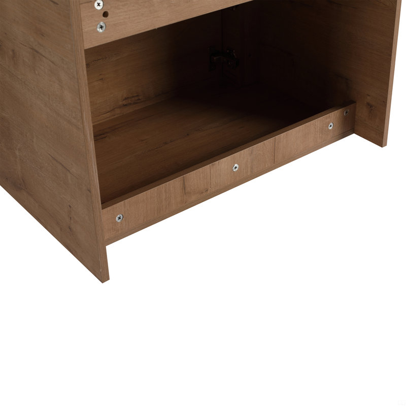Meuble-lavabo mural 68 po avec lavabo en céramique, tablettes de rangement et 1 porte à fermeture en douceur, 68"