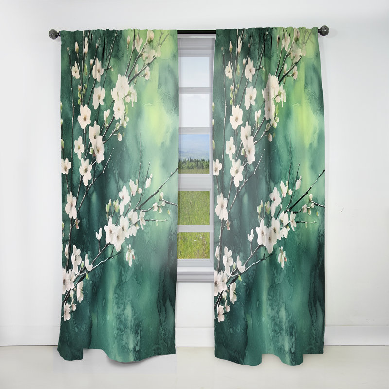 Deva Emerald Cherry Blossoms Symphony I - Rideau cerise - Velours obscurcissant - 1 panneau, L 52 po x L 120 po