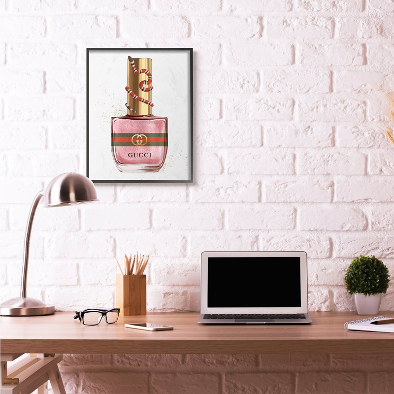 « maquillage de lustre rose or style mode noir doré », impression, H 30 po x l 24 po x P 1,5 po, Giclée encadrée noir minuit
