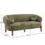 Canapé 3 places incurvé moderne Orenzo de 195 cm de large en polyester, avec coussins ronds capitonnés et pieds en bois de bouleau-134972645