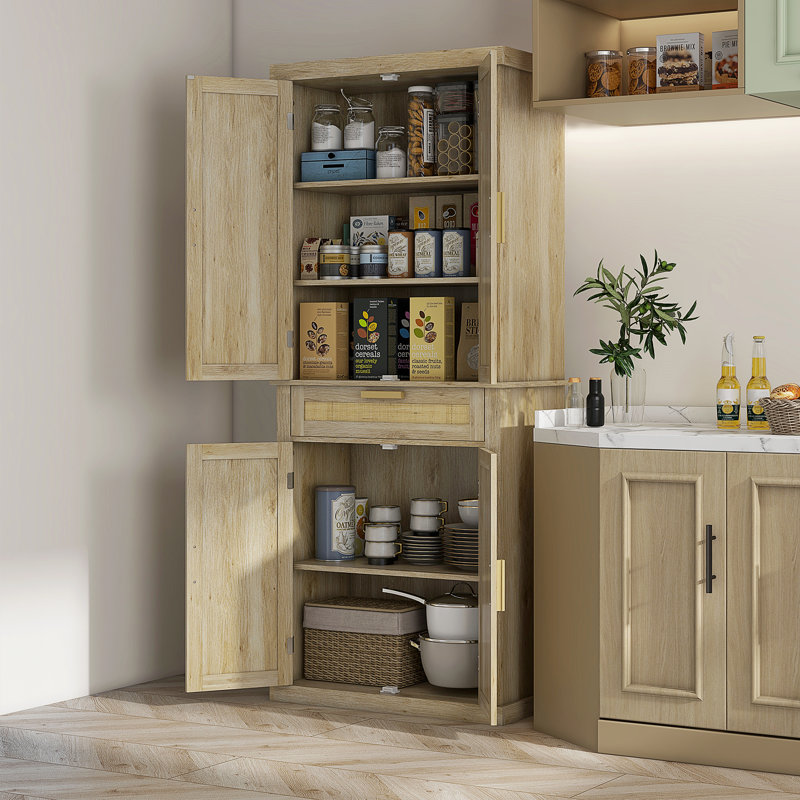 Armoire garde-manger haute de 72 po avec panneau en rotin HOMcom