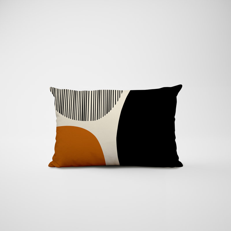 Chamu Polyester/Polyester Blend Lumbar Rectangular Indoor/Outdoor Pillow Cover & Insert, Orange, 18"H x 25"W