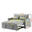 Modern Living Room With Pullout Bed And Pockets In Velvet, Grey Velvet Sleeper Space Saving Concept